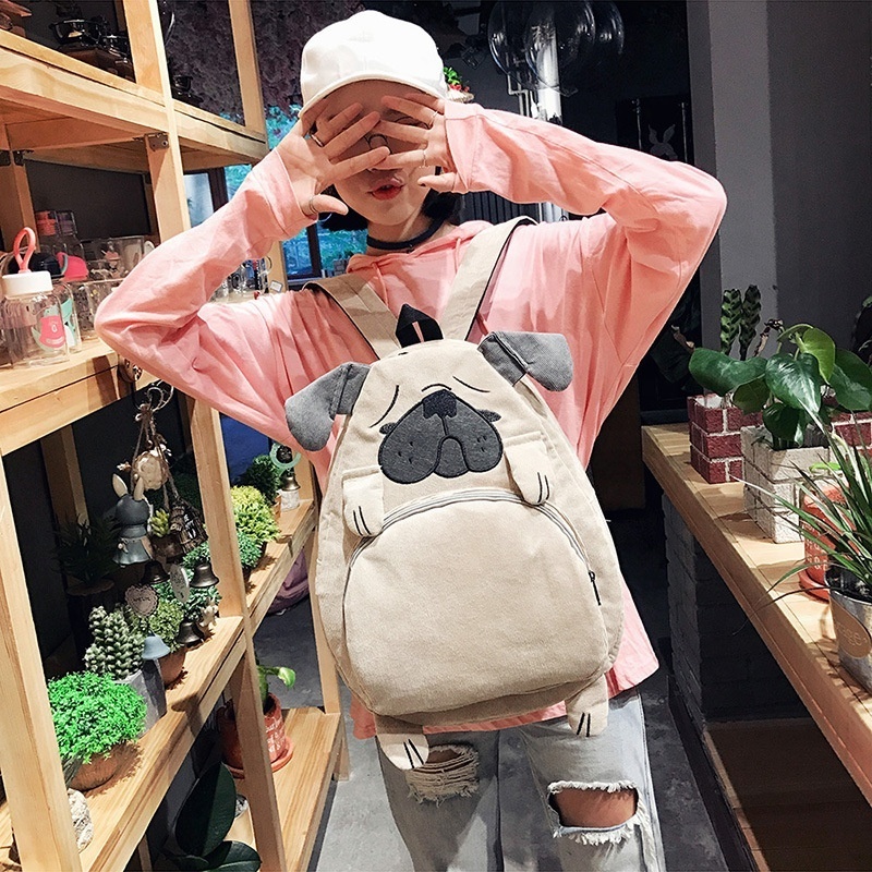 Corduroy Soft Animal Dog Print Kindergarten Toddler Cute Toddler Children Schoolbag Canvas Backpack 2021 Kids School Bags