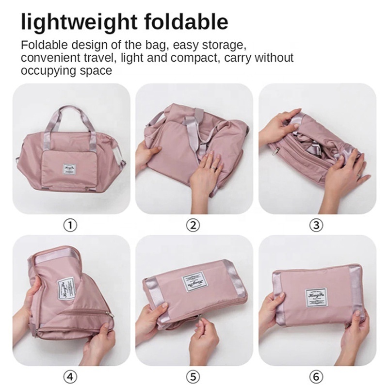 Fast OEM ODM Foldable Expandable Dry Wet Waterproof Duffel Luggage Duffle Yoga Sports Weekend Shoulder Gym Travel Tote Bag Women