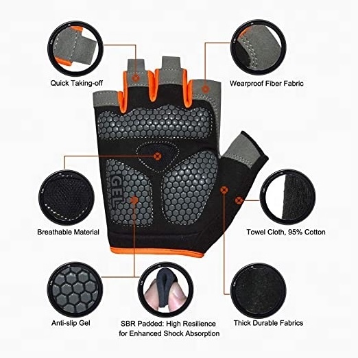 Unisex Cycling Half-finger Biking Mtb Road Bicycle Gel Pad Shock-absorbing Anti-slip Breathable Motorcycle Mountain Bike Gloves