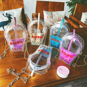 Cute Drink Cup Clear Transparent Totes Shoulder Summer Girls Women Laser 2021 Fashion Small Kids Jelly Crossbody Bags Handbag