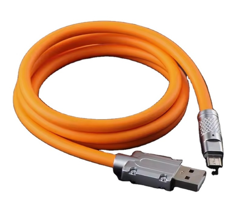 120w Super Fast Charge Thickened Usb Cable Alloy Zinc Metal Case Soft Silicone Charge Cable