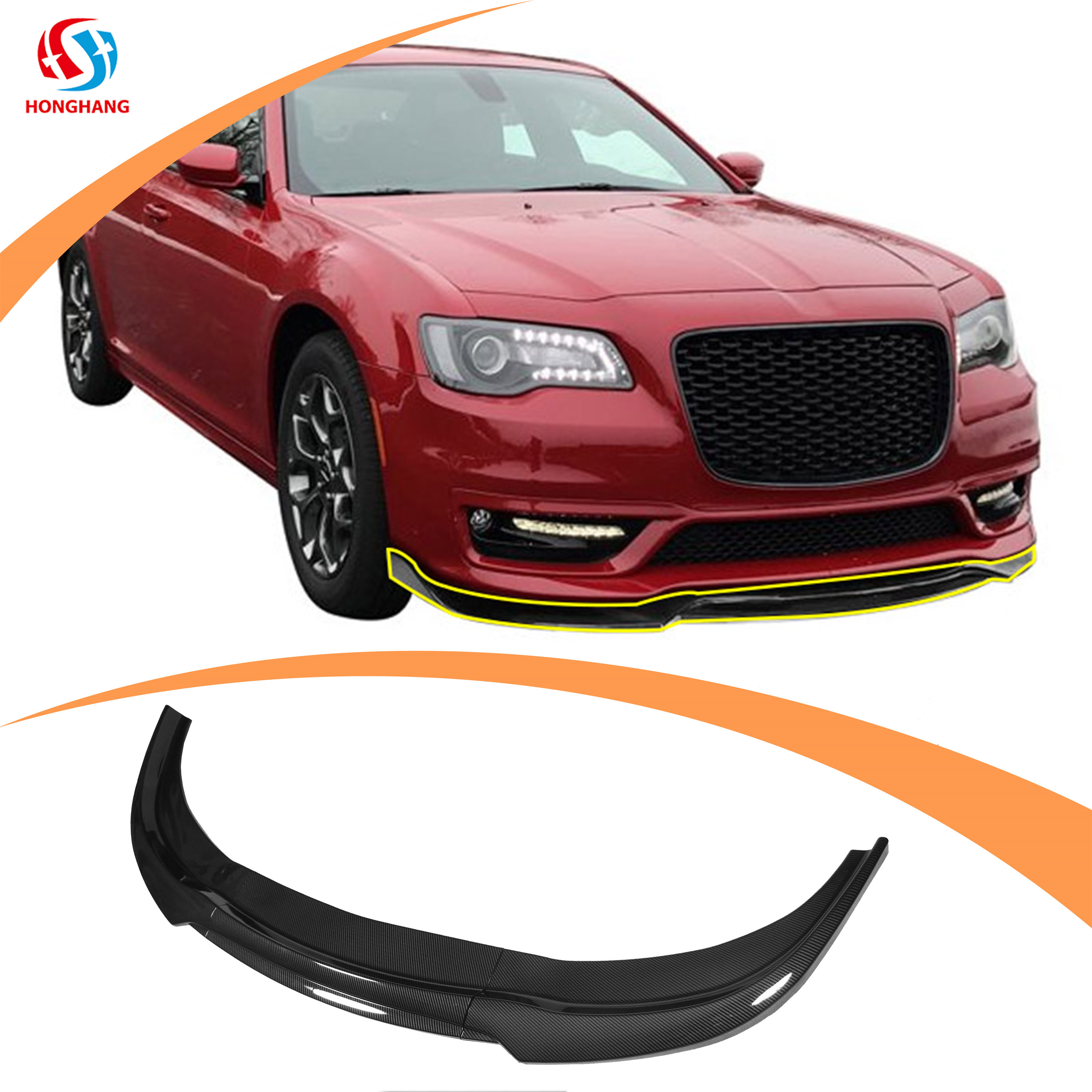 Honghang Factory Manufacture Car Accessories Front Bumper PP 10 Set 300 N/M Lips for Chrysler 300c, Euro Car Exterior Decoration