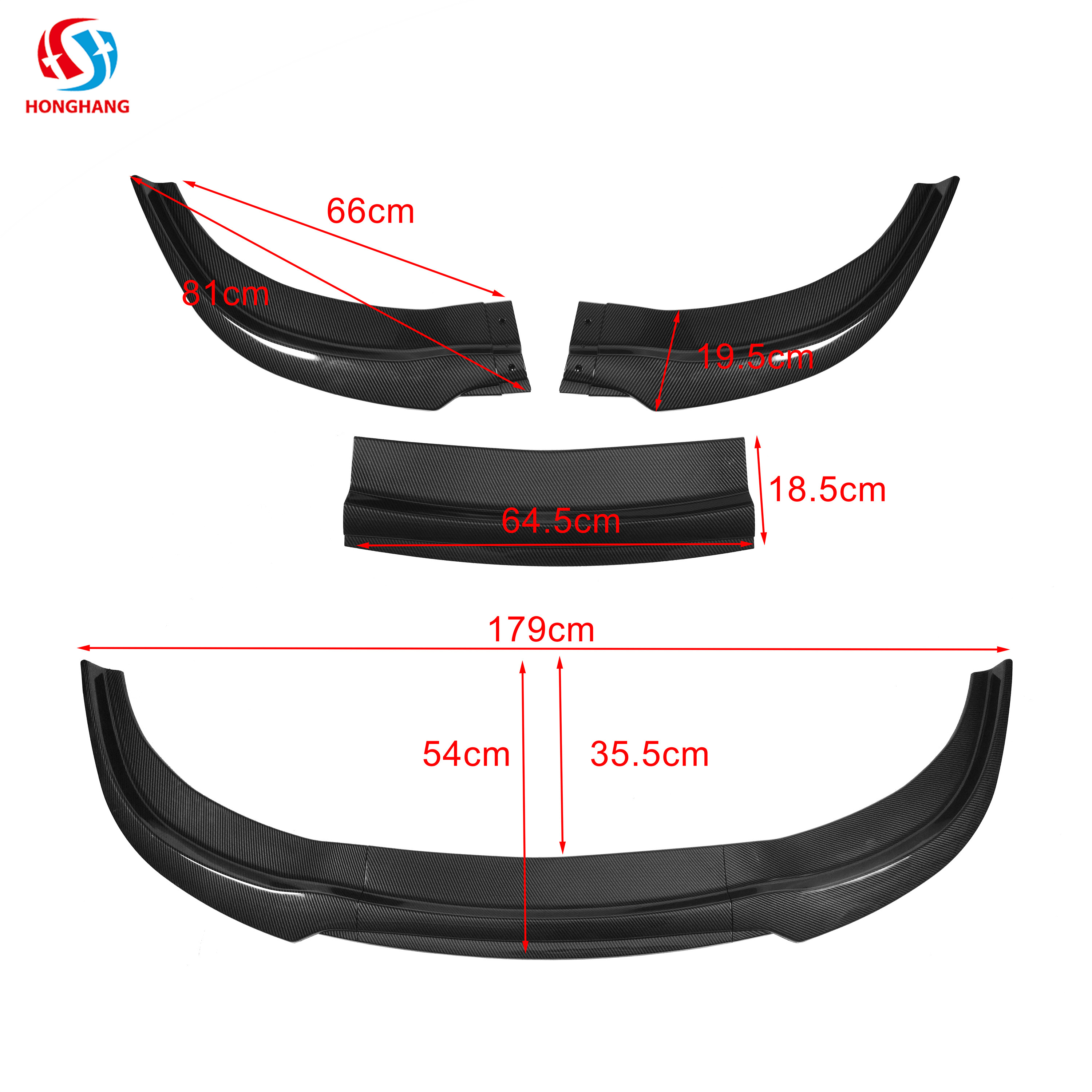 Honghang Factory Manufacture Car Accessories Front Bumper PP 10 Set 300 N/M Lips for Chrysler 300c, Euro Car Exterior Decoration