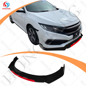 Honghang Auto Spare Parts Black+Red 5-stage Universal Carbon Fiber Front Bumper Lip Splitter Type R for all Cars