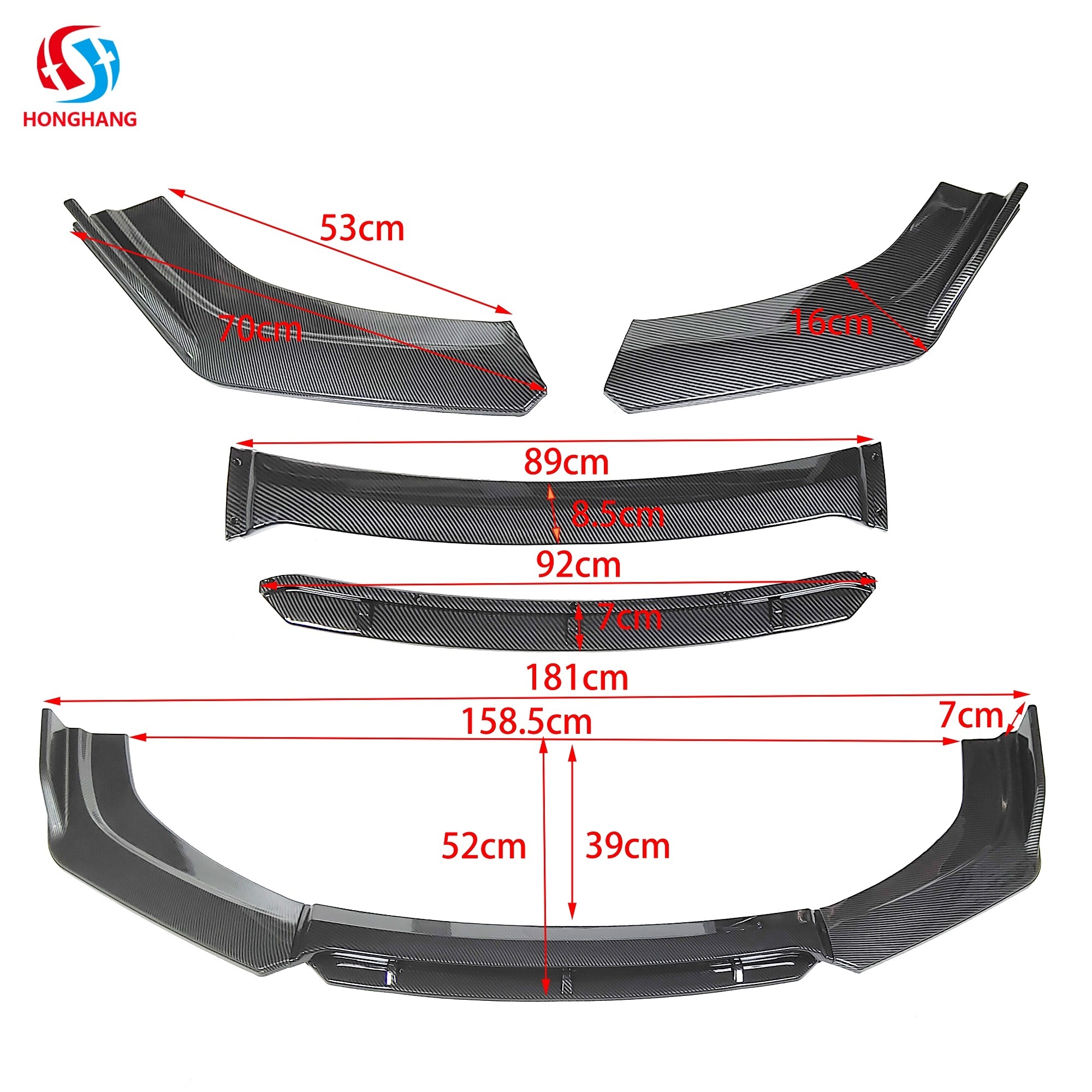 Honghang Brand Factory Direct Auto Accessories Parts Universal Front Bumper Lip Splitter Universal Body Kits For All Car