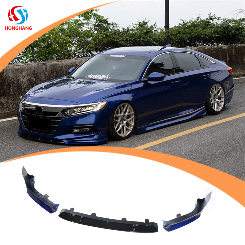 Honghang Manufacture Car Exterior Accessories Gloss Black Front Bumper Lip splitter For Honda Accord 2018 2019 2020 2021