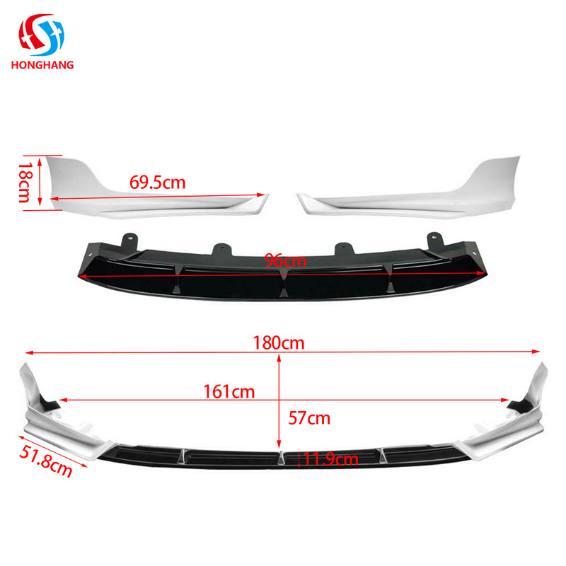 Honghang Manufacture Car Exterior Accessories Gloss Black Front Bumper Lip splitter For Honda Accord 2018 2019 2020 2021