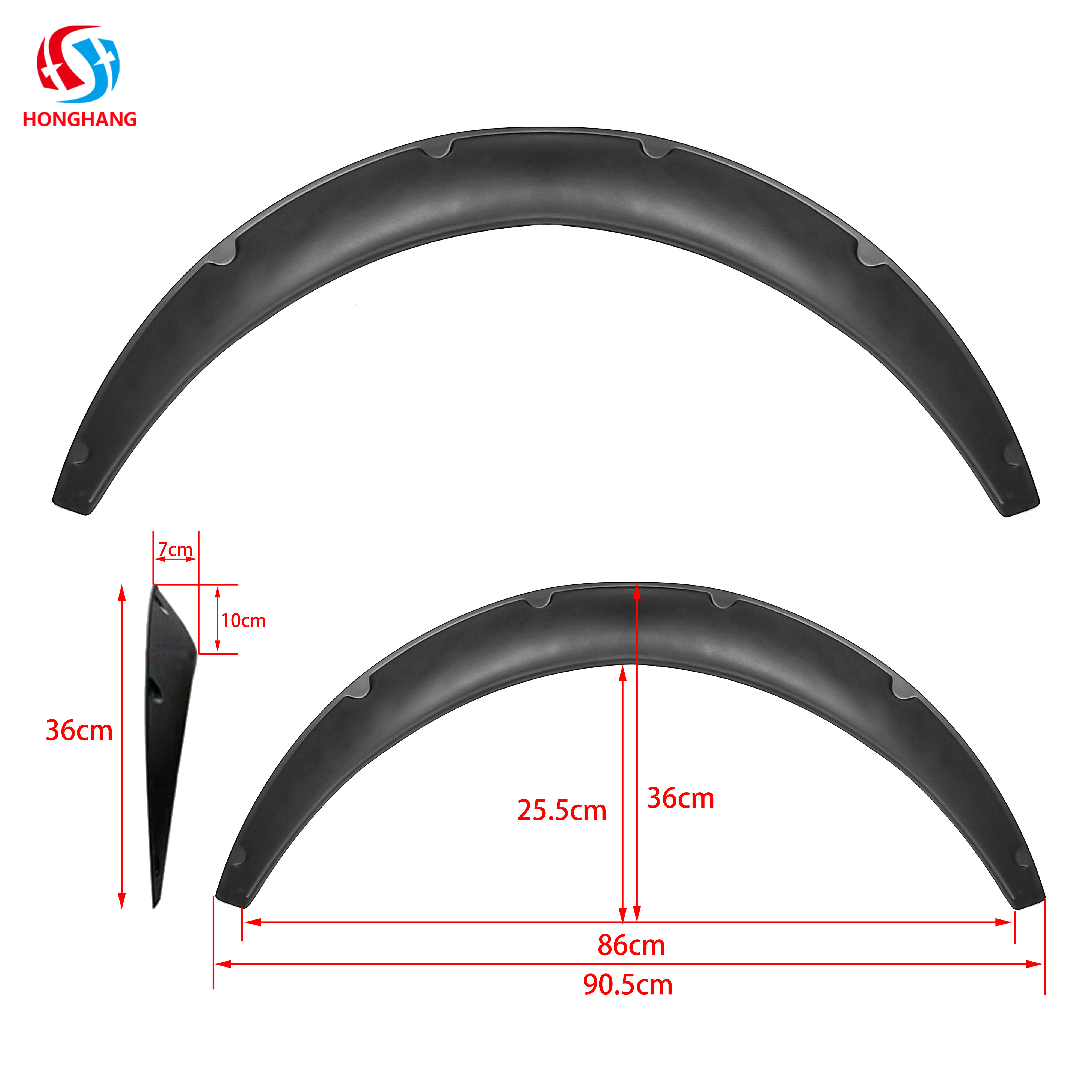 Honghang Auto Accessories Wheel Trim Car Auto Parts Wheel Eyebrow Matt Black Wheel Arch Universal Fender Flares For All Cars