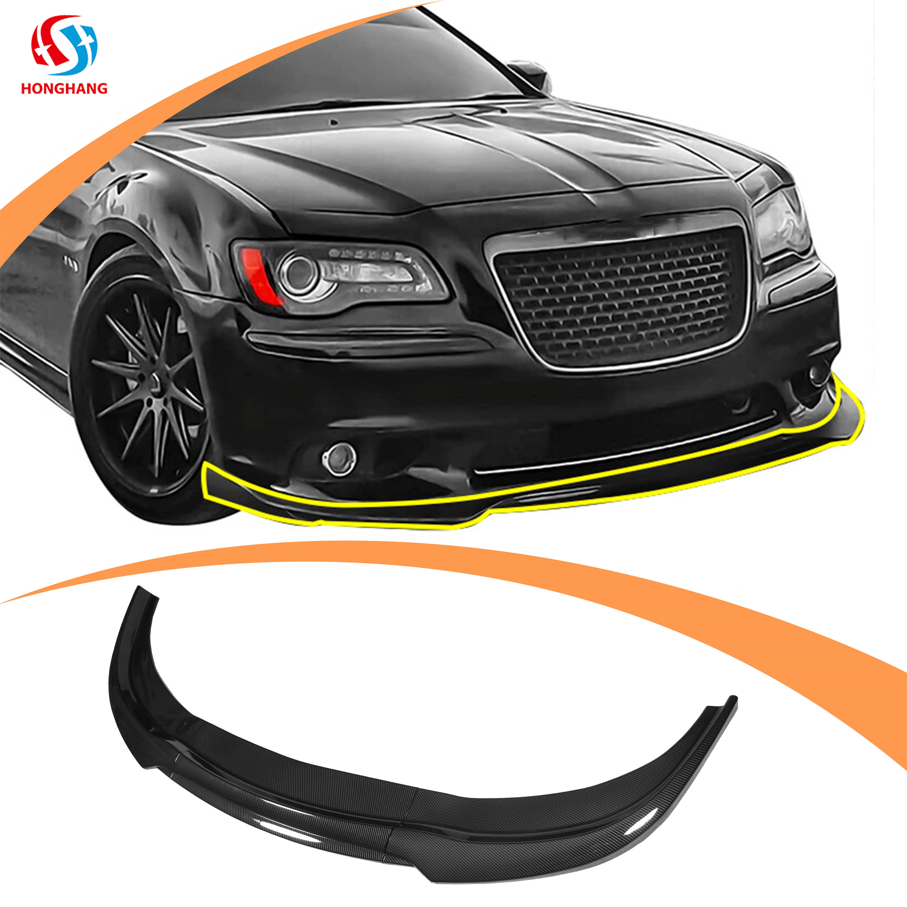 Honghang Factory Manufacture Car Accessories Front Bumper PP 10 Set 300 N/M Lips for Chrysler 300c, Euro Car Exterior Decoration