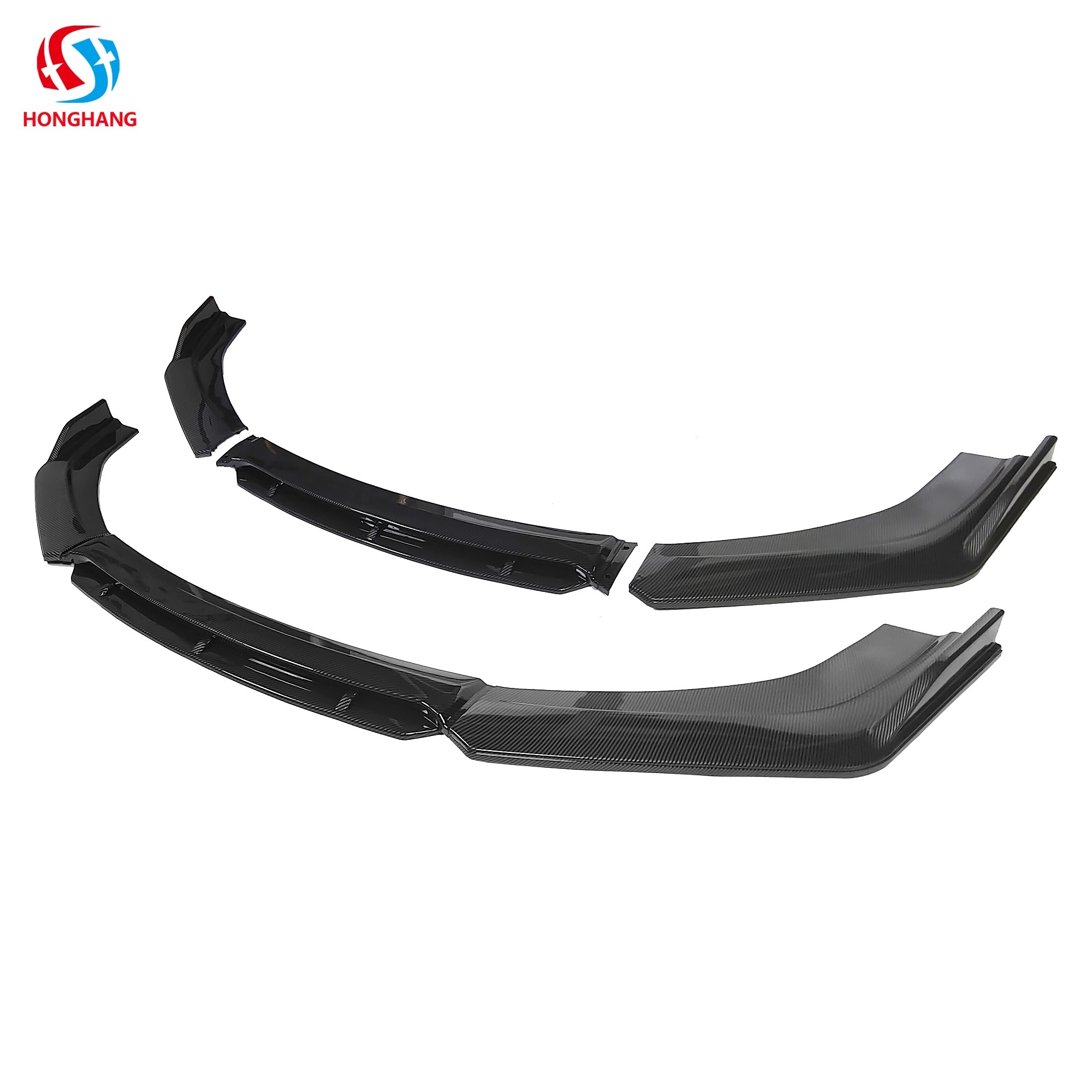 Honghang Factory Sale 4-stage Car universal Front Bumper Splitter Lip, Black+Red Front Bumper Lip Front Lips for all car