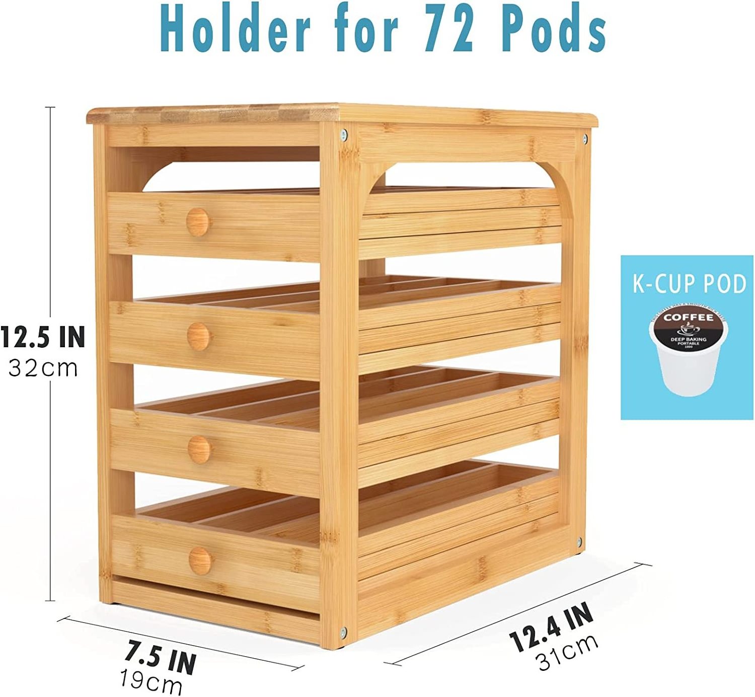 Bamboo Coffee Holder Coffee Station Pods Organizer Accessories Counter Top Coffee Pod Holder Rack Storage Organizer