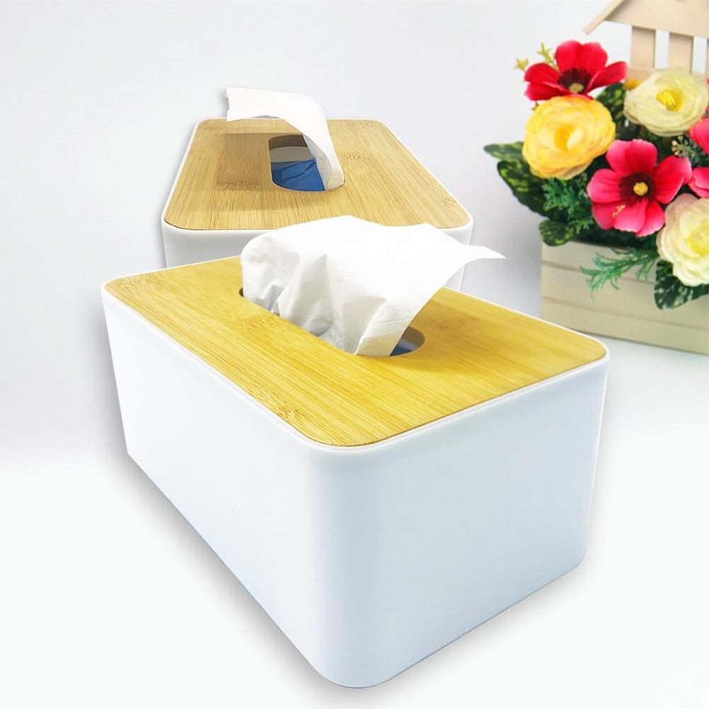 Factory Outlet Bamboo Wood Facial Tissue Dispenser Cover Tissue Holder Box For Living Room