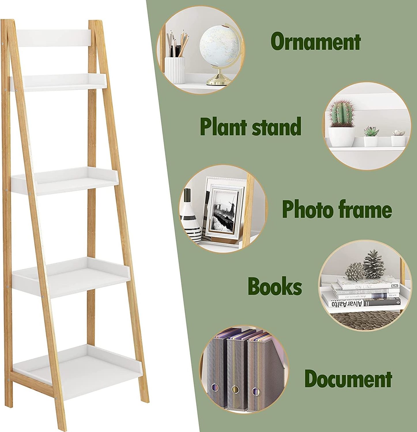 Custom 6 Tiers Adjustable Tall Bookcase Book Shelf Rack Organizer Storage Bamboo Bookshelf for Bedroom