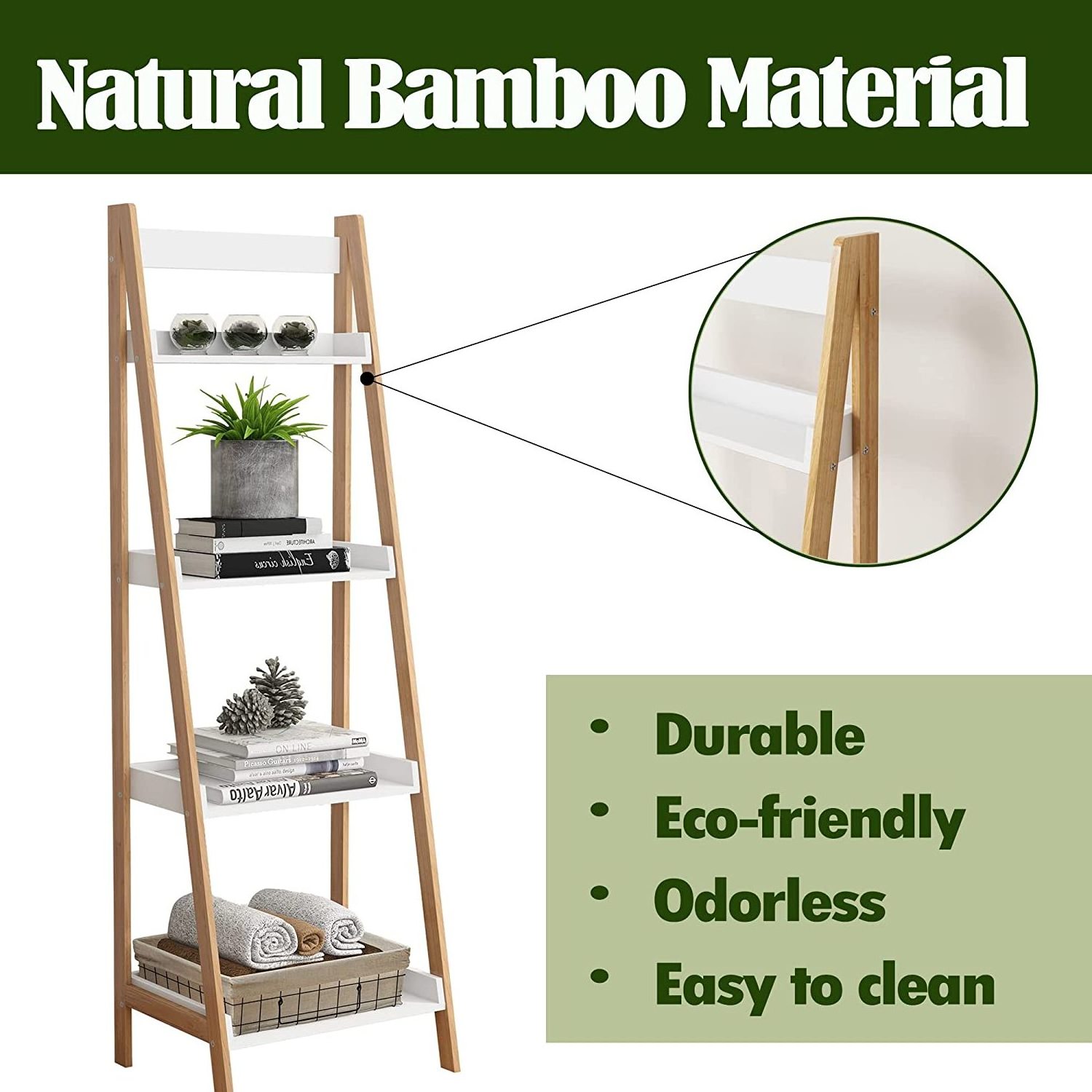 Custom 6 Tiers Adjustable Tall Bookcase Book Shelf Rack Organizer Storage Bamboo Bookshelf for Bedroom