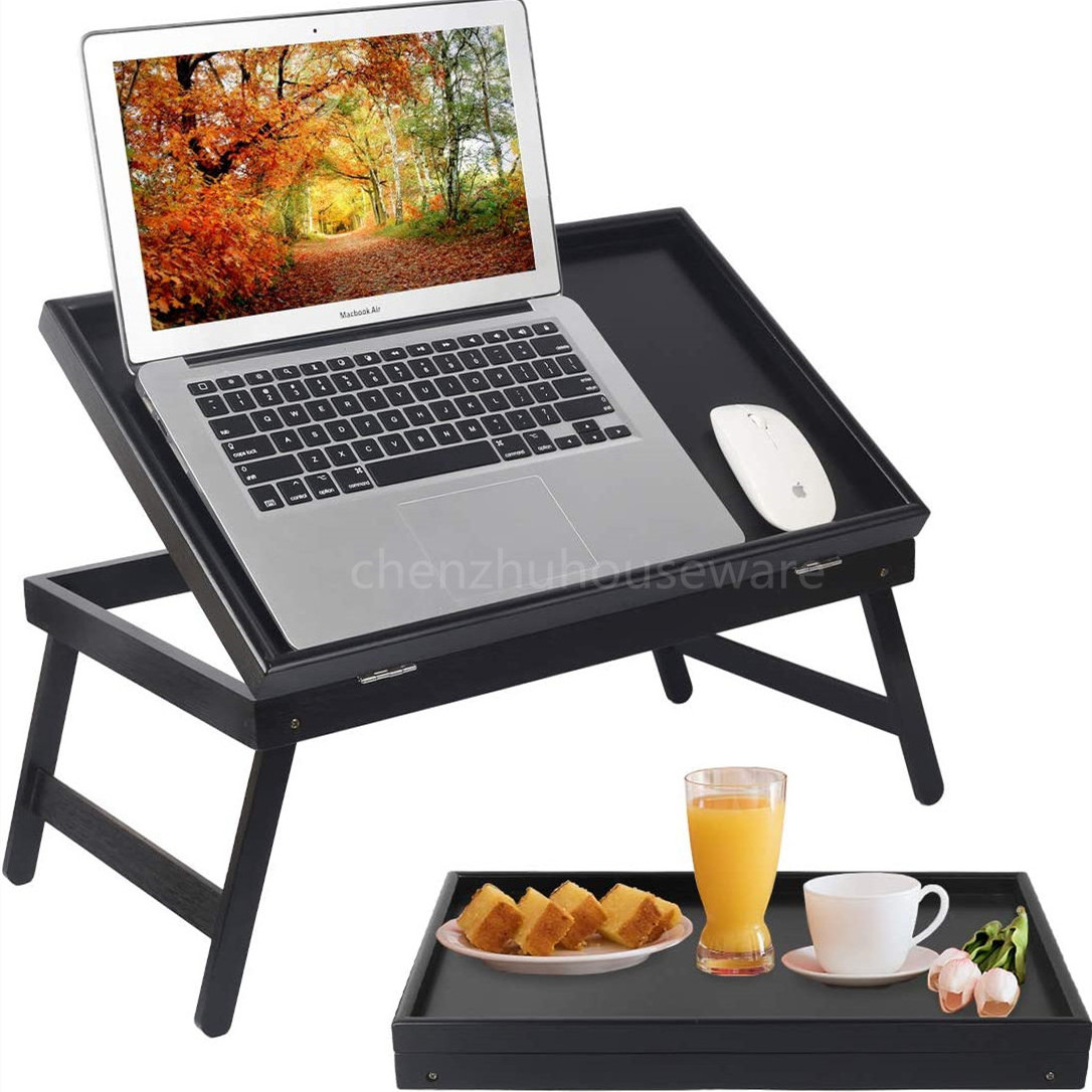 Hot Seller Withte Breakfast Table Portable Folding Laptop Table Wood Folding Computer Desk On The Bed