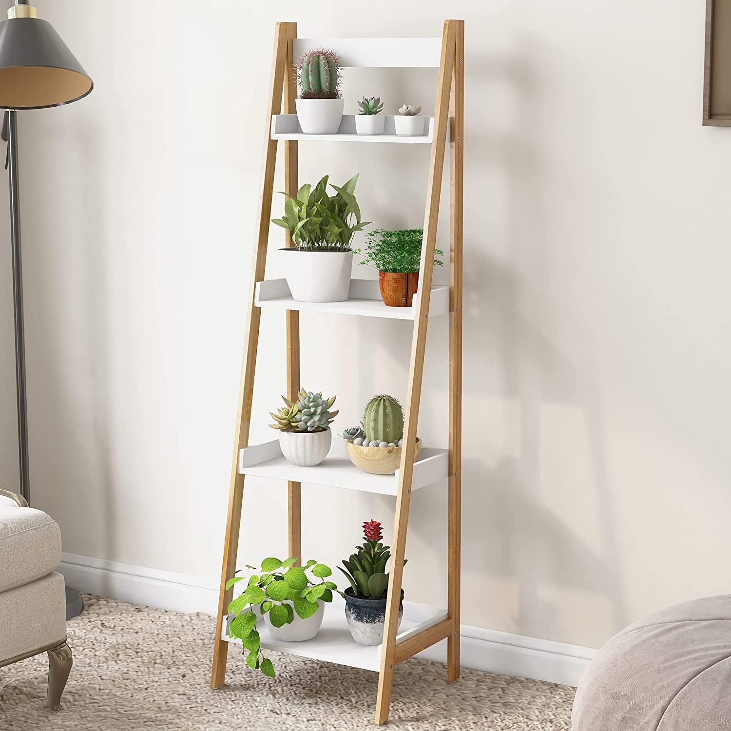 Custom 6 Tiers Adjustable Tall Bookcase Book Shelf Rack Organizer Storage Bamboo Bookshelf for Bedroom