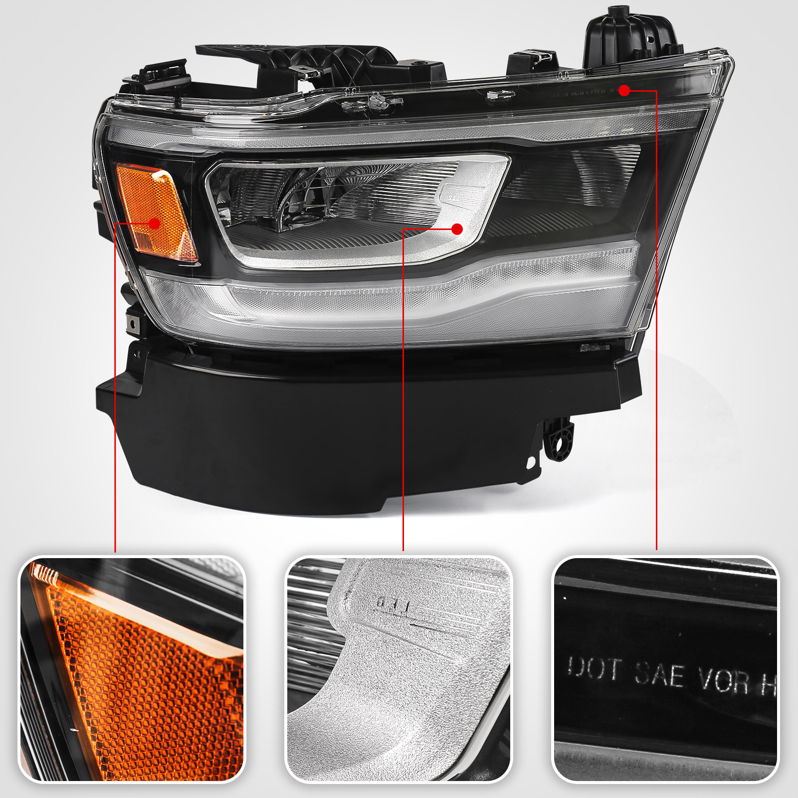 LED Brilliant color backshell Headlight Headlamp For Dodge Ram 1500 2019-2022  CH2503320 68316088AH