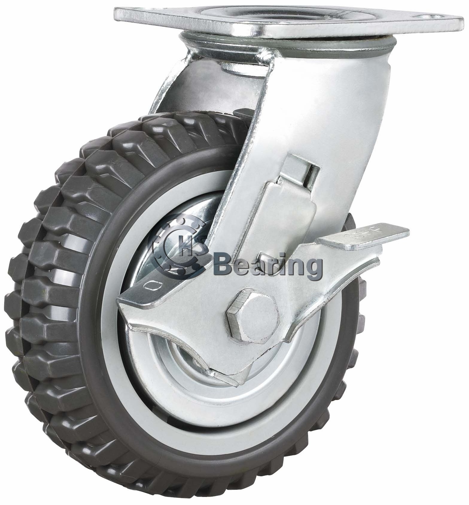 Heavy duty PU caster wheel metal guard 4 inch 100mm double ball bearing swivel total brake cart wheels