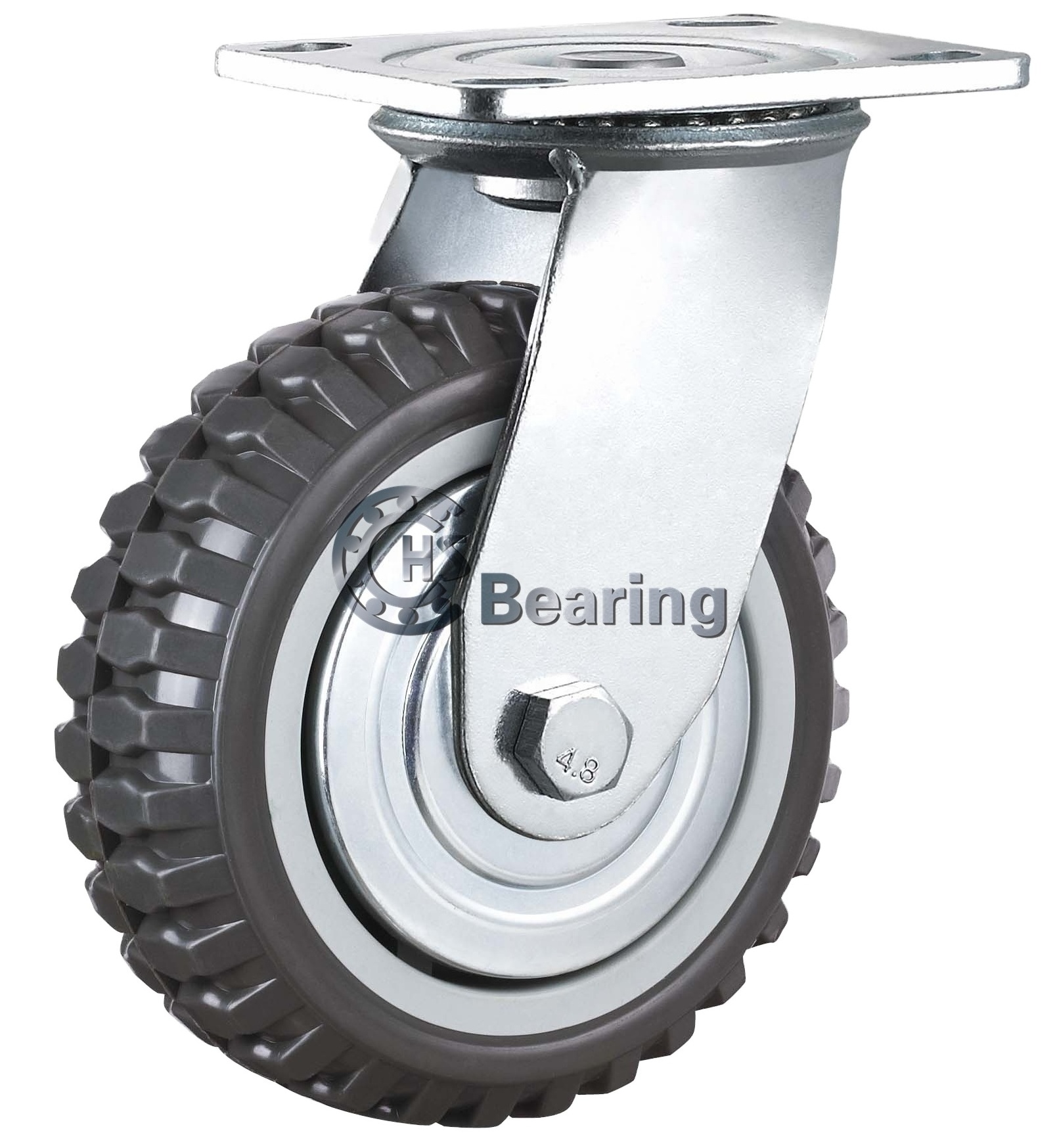 Heavy duty PU caster wheel metal guard 4 inch 100mm double ball bearing swivel total brake cart wheels