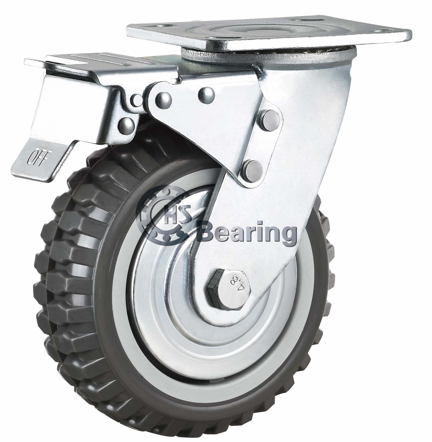 Heavy duty PU caster wheel metal guard 4 inch 100mm double ball bearing swivel total brake cart wheels