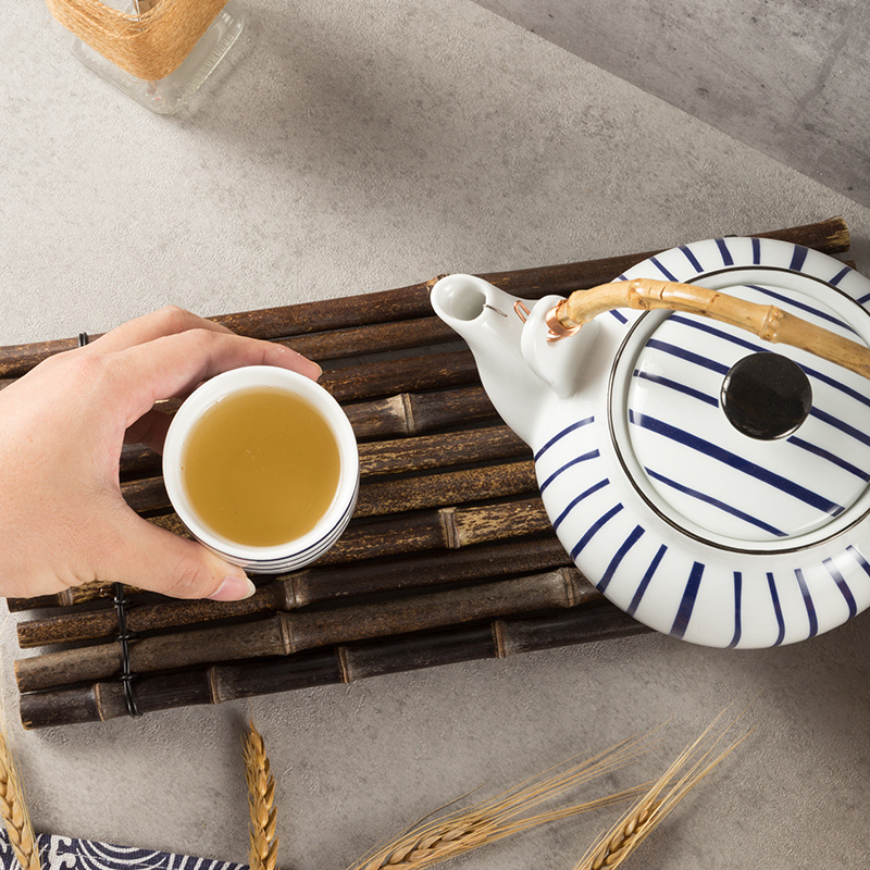 High Quality Porcelain Teapot Blue And White Ceramic Tea Pot Set For Hotel