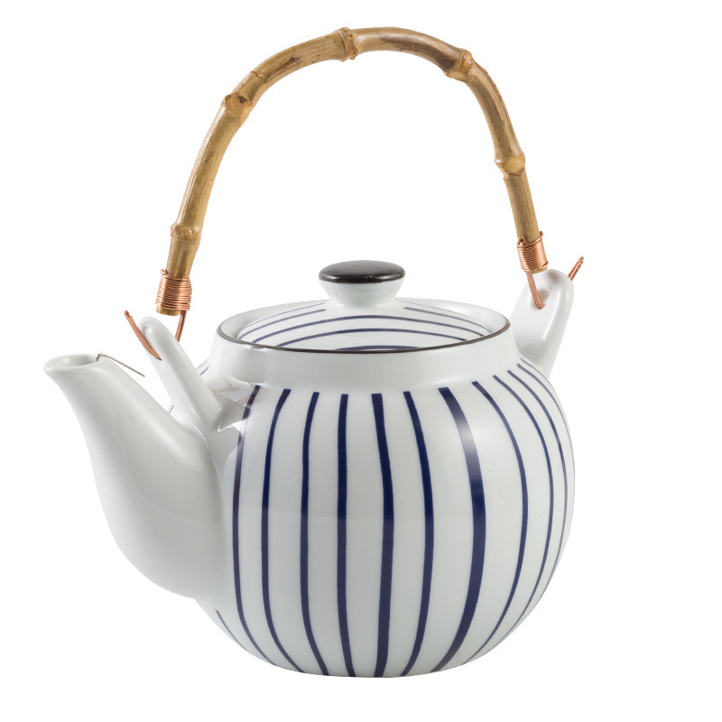 High Quality Porcelain Teapot Blue And White Ceramic Tea Pot Set For Hotel