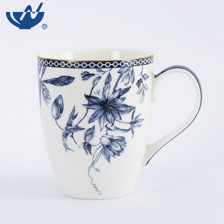 High Quality Drinking Cups Custom Coffee Mugs Blue And White Fine New Bone China Mugs