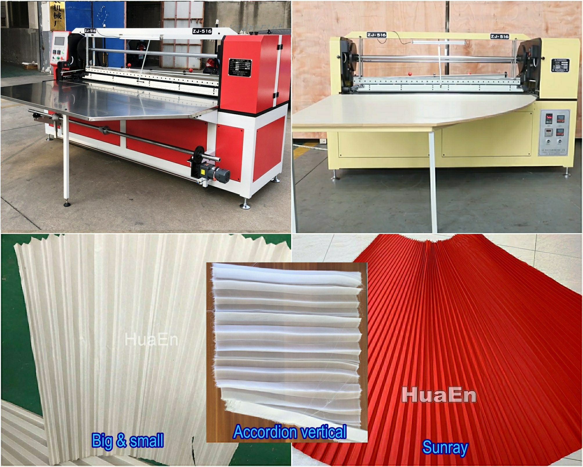 Factory manufacturer HuaEn ZJ516 two in one accordion sunray pleating machine for skirt