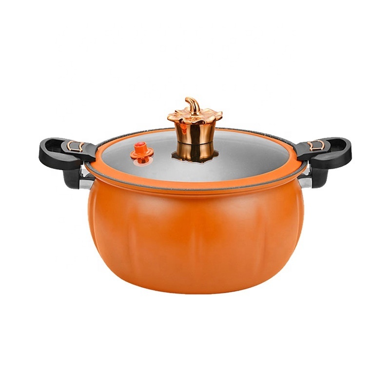 New Product 8l Large Micro Pressure Iron Pumpkin Shape Soup Stew Pot Pressure Cooker With Handle Latch