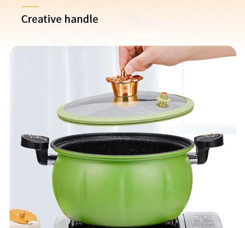 New Product 8l Large Micro Pressure Iron Pumpkin Shape Soup Stew Pot Pressure Cooker With Handle Latch