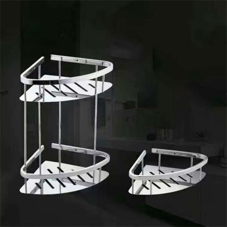 304 Stainless Steel Wall Mounted Double Layer Shower Shelf Mirror Surface Storage Shelf for Bathroom and Kitchen