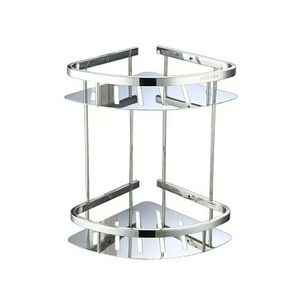 304 Stainless Steel Wall Mounted Double Layer Shower Shelf Mirror Surface Storage Shelf for Bathroom and Kitchen