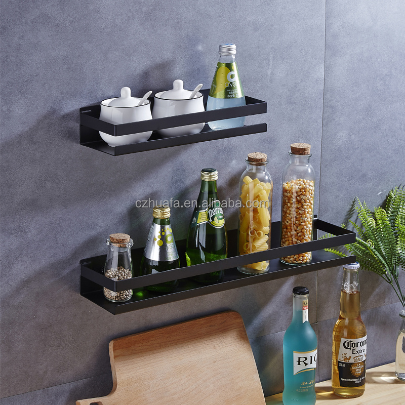 Modern Stainless Steel Rustproof Matte Black Kitchen and Bathroom Shower Holder shelf