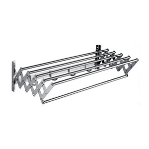 Bathroom Accessories Stainless Steel Mirror Polished Wall Mounted Retractable Bathroom Towel Rack with Clothes Hooks