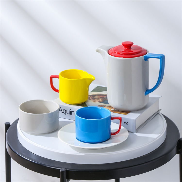 New design modern cafe home used bright color nordic style tea cups and saucers espresso coffee cup porcelain