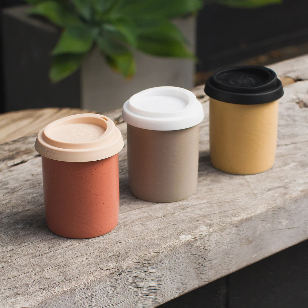 Cylinder vintage flecks glaze handless stoneware travel latte cappuccino cup custom logo speckled ceramic travel coffee mug