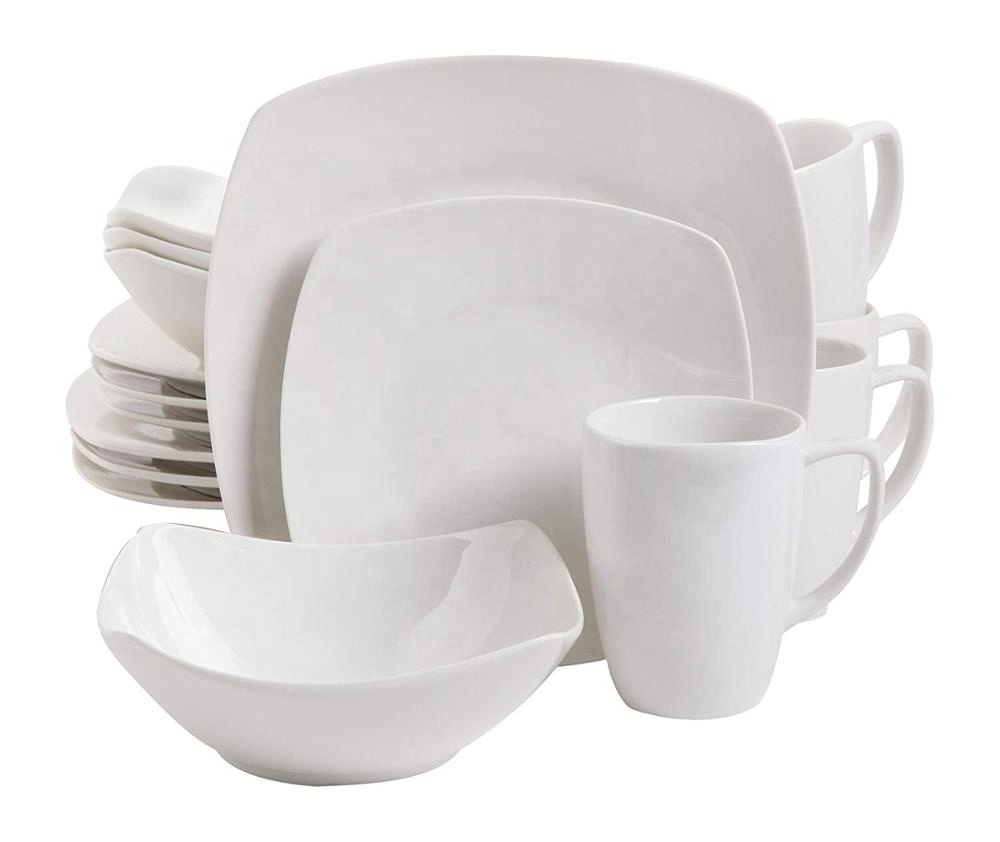 Hot selling competitive prices export pakistani square shape 16 pcs ceramic dinner set