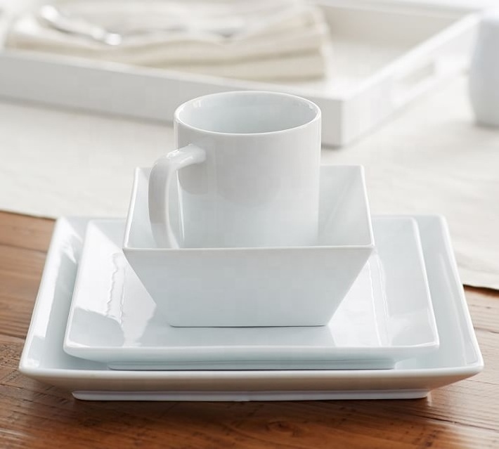 Hot selling competitive prices export pakistani square shape 16 pcs ceramic dinner set