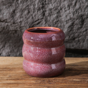 Sprial emboss reactive glaze stoneware candle cup fancy home decoration pieces empty wholesale unique ceramic candle jars