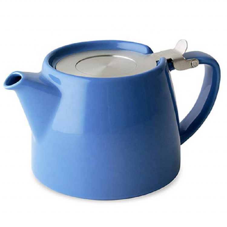 Hot selling decorative blue glazed custom logo wholesale ceramic teapots