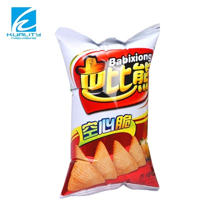 Custom printed inflatable potato chips snack food packaging plastic bags