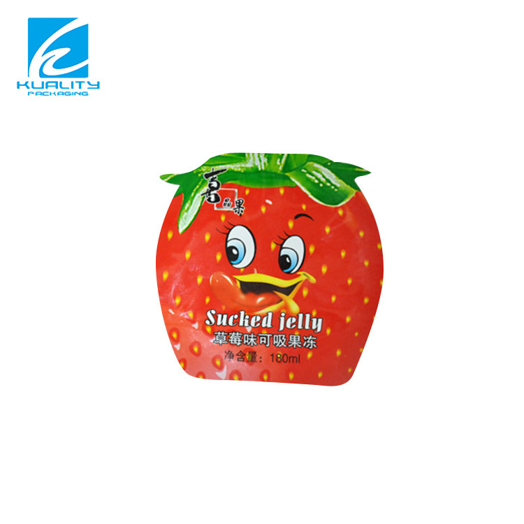 Custom printed plastic heat seal laminated juice bottle shaped pouch