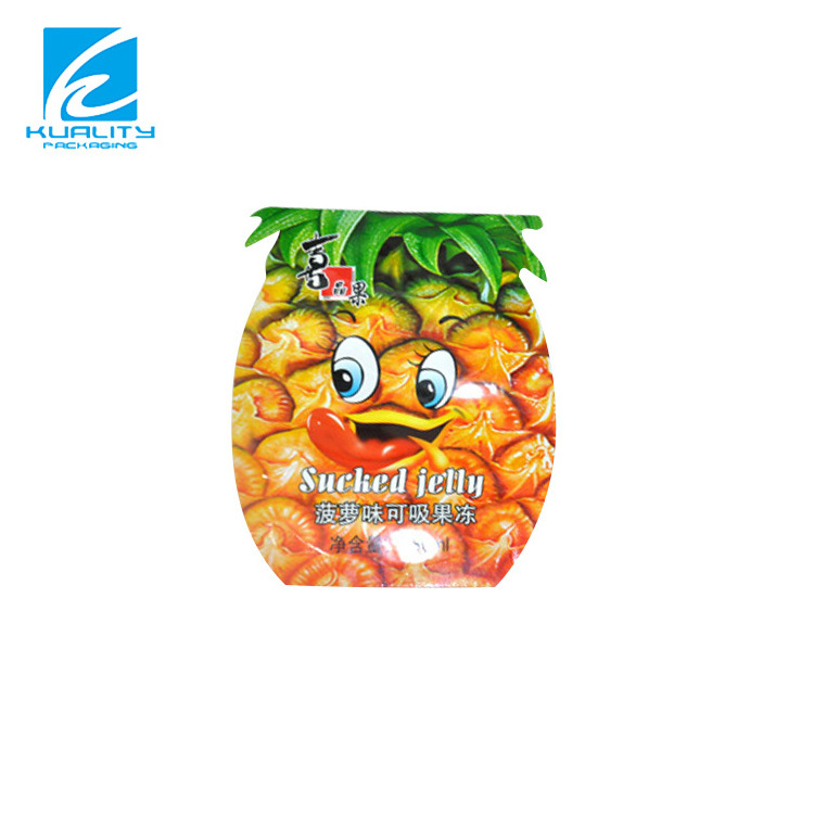 Custom printed plastic heat seal laminated juice bottle shaped pouch