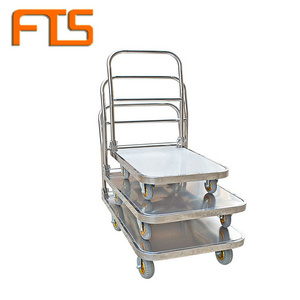 FTS Carts Hand & Trolleys Hotel Housekeeping Luggage Cart Warehouse Folding Plastic Foldable Platform Trolley