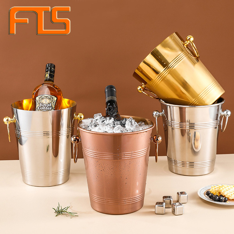 FTS champagne bucket metal mini for party novelty stainless steel club gold custom logo premium luxury bar ice bucket