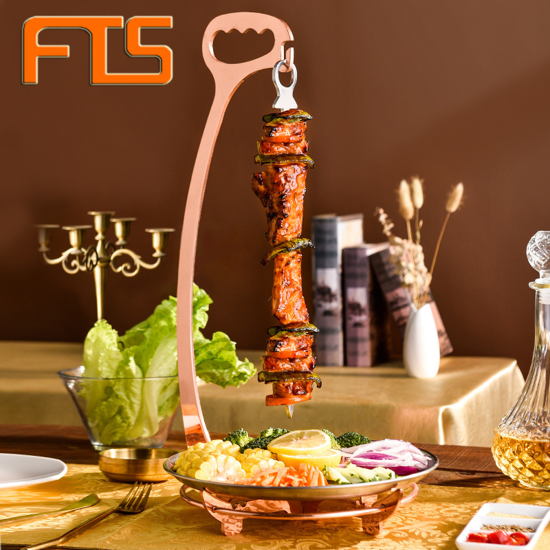 FTS skewer rack barbecue vertical chicken needles kebab metal grill stainless steel bbq meat espetada rack Skewer Stand