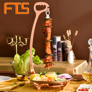 FTS skewer rack barbecue vertical chicken needles kebab metal grill stainless steel bbq meat espetada rack Skewer Stand