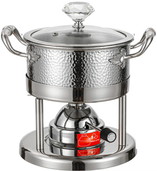 Fts Stock Pot Stainless Steel Cook Pots Wholesale Commercial Gas Shabu Hot 3 Ply Restaurant Buffet Soup Pot