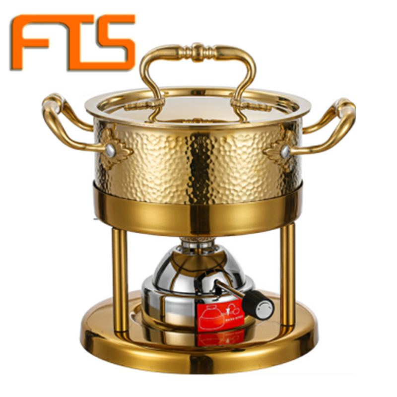 Fts Stock Pot Stainless Steel Cook Pots Wholesale Commercial Gas Shabu Hot 3 Ply Restaurant Buffet Soup Pot