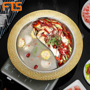 FTS hotpot golden kitchen chinese customizable cooking round stainless steel food 304 luxury shabu shabu restaurant soup hot pot